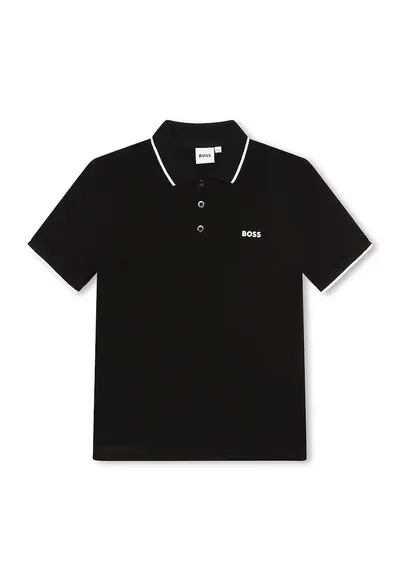 Tricou polo cu imprimeu logo discret - Negru
