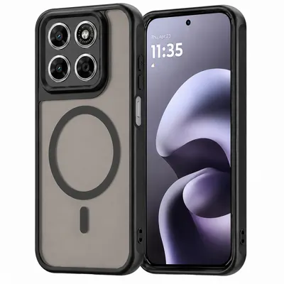 Husa MagSafe pentru Motorola Moto G87 / G77 / G67, Techsuit, HaloFrost II, Neagra