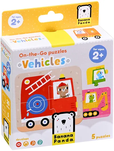 Puzzle pentru copii Banana Panda 5 în 1 - Vehicule de transport