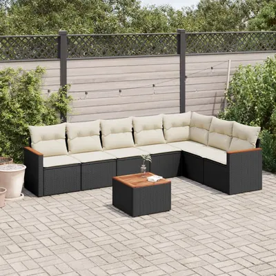 Gossi set mobilier de gradina cu perne, 8 piese, negru, poliratan