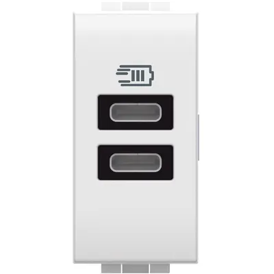 Incarcator Usb 2xtip C 5V 3A Bticino Living Light N4191CC, alb
