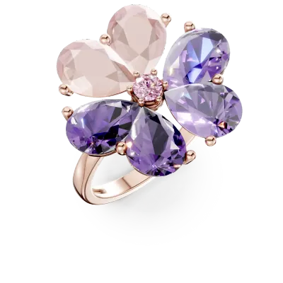 Inel floare din aur roz cu pietre semipretioase de 7.2ct