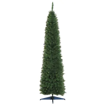 Pom de Craciun 210cm din PVC cu 499 de Ramuri si Baza din Plastic, Design Inalt si Ingust, Φ60x210cm, Verde HOMCOM | Aosom RO