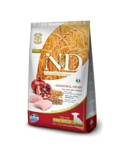 FARMINA N&D Mini Puppy Low Grain Chicken&Pomegranate hrana uscata caini juniori talie mica, pui si rodie 7 kg