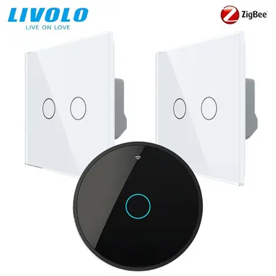 Intrerupatoare duble wireless Zigbee generatia noua + hub Zigbee, control de pe smartphone Alb