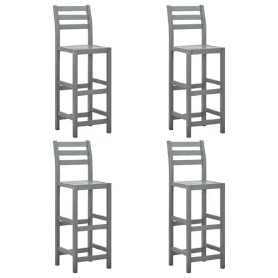vidaXL Scaune de bar, 4 buc., gri, lemn masiv de acacia