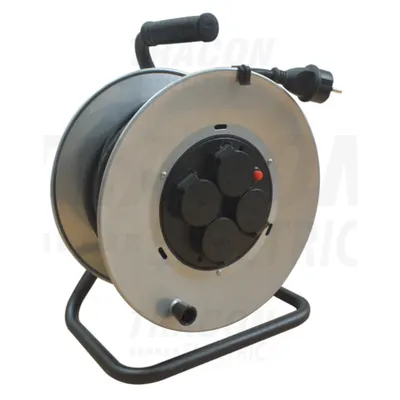 Prelungitor pe tambur, cadru metalic KD-6/40-A 4×SHUKO, 40m, 250V AC, 16A, 3×1,5mm2, H07RN-F, IP44