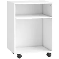 HOMCOM Suport pentru imprimantă Masă pentru imprimantă cu 2 rafturi deschise roți cu frână pentru birou Acasă Fax Scanner 40 x 35 x 56 cm Alb | Aosom Romania