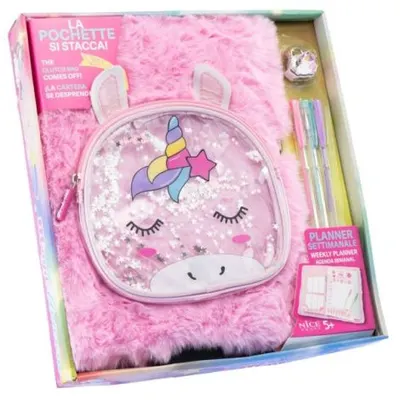 Agenda gigant Girabrilla , Unicorn Magic, cu coperta pufoasa si poseta detasabila