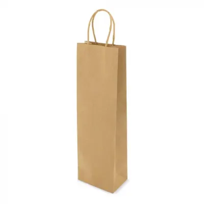 Pungi pentru sticle de vin, maner rasucit, 14+8 x 39 cm, hartie natur