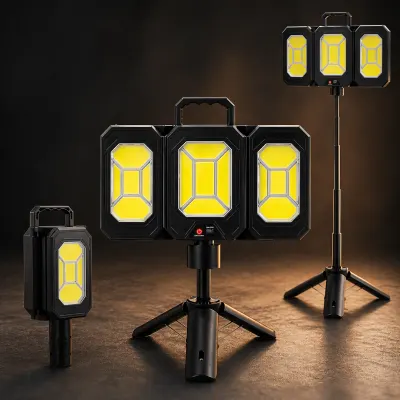 Lampa solara pliabila 3 panouri cu trepied reglabil 84cm si incarcare Type-C