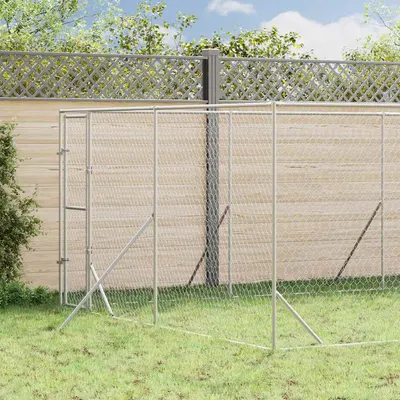 vidaXL Padoc de exterior pentru câini argintiu 4x12x2m oțel galvanizat