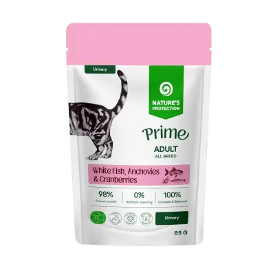 Nature s Protection Prime Urinary cu Peste Alb si Merisoare pentru Pisici 85 Gr