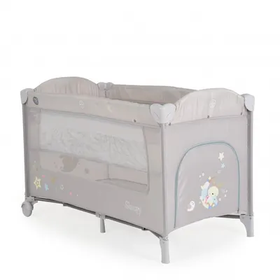 Patut pliabil de calatorie 2in1 Moni Sleepy New Grey 120x60cm cu 2 nivele,roti cu blocare,usa de acces cu fermoar,laterala cu plasa de ventilatie,pliabil compact,saltea pliabila,bara cu jucarii,saltea de infasat si geanta