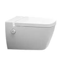 Toaleta suspendata TECEone cu functie de bideu, apa rece, Rimless, alb si capac inclus