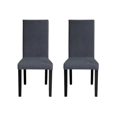 Set 2 scaune living TEO, picioare lemn wenge, stofa z albastru, 46x60x98 cm