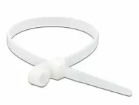Set 10 bride L 200 x W 4.8 mm cu inel pentru fixare Alb, Delock 18945