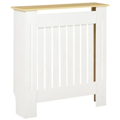 HOMCOM Mobilier Masca pentru Calorifer in MDF si PAL, Design cu Sipci cu Raft Superior, 78x19x83cm, Alb