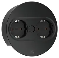 Contact pentru încorporare Bachmann - TWIST 2, 2x Schuko, 2 m, rotund, negru
