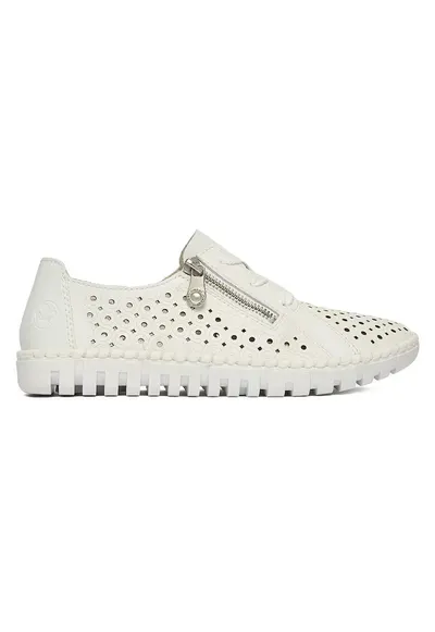 Mocasini dama - piele naturala - alb - fermoar