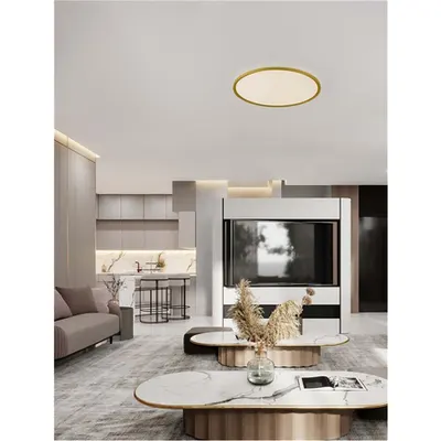 Plafoniera AOTON Triac Dimabil Nisipiu Auriu Metal, Aluminiu & Acrylic LED 55 Wat 220-240Volt 4661Lm IP20 2700 + 3000K Dip Intrerupator