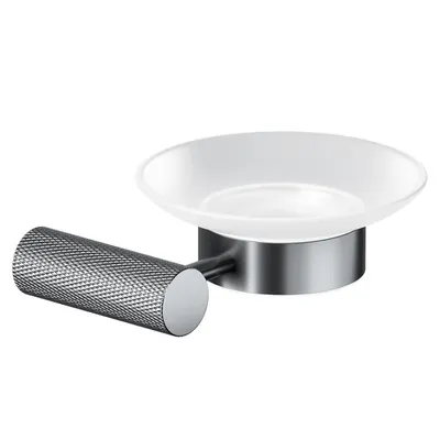 Savoniera cu sticla mata, montare pe perete, gri metalic, Cersanit Zen