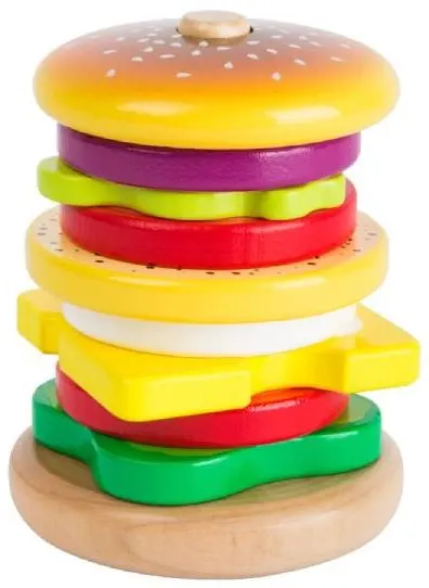 Jucarie din lemn Small Foot - Burger, 10 piese
