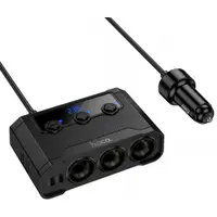 Incarcator Auto HOCO Z64, 15.5W, 3.1A, 2 x USB-A - 2 x USB-C - 3 x Extensie Bricheta, Negru