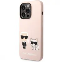 Husa MagSafe pentru Apple iPhone 14 Pro, Karl Lagerfeld, Silicone Body Karl & Choupette, Roz