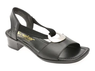 Sandale RIEKER negre, 62662, din piele naturala