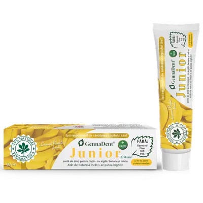 Pasta de dinti naturala cu argila si banane GennaDent Junior, 80ml, VivaNatura