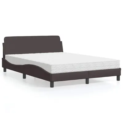 vidaXL Pat cu saltea, Dover, maro închis, 120x200 cm, textil