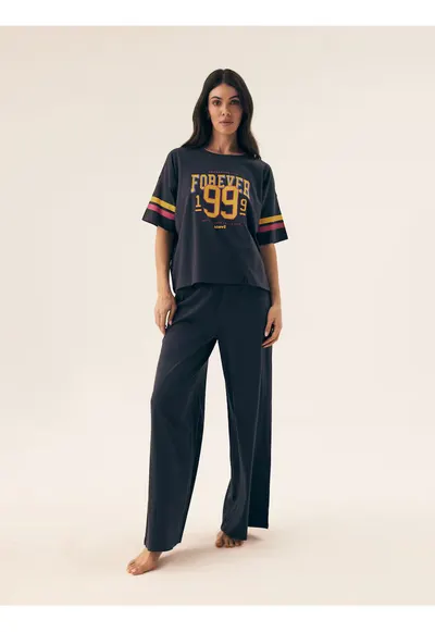 Pijama dama Forever albastru - Text