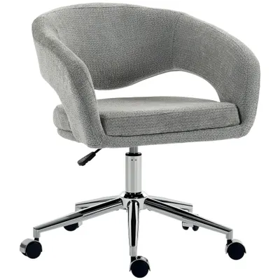 HOMCOM Scaun de birou ergonomic, fotoliu de birou din chenille cu înălțime reglabilă, spătar curbat, Gri | Aosom Romania