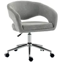 HOMCOM Scaun de birou ergonomic, fotoliu de birou din chenille cu înălțime reglabilă, spătar curbat, Gri | Aosom Romania