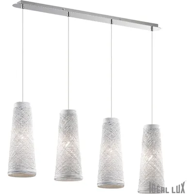 Lustra Basket, 4 becuri, dulie E27, L:770 mm, H:360/1360 mm, Alb