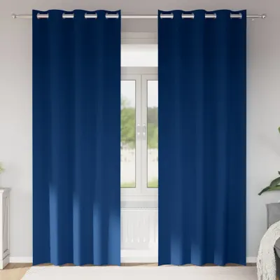 vidaXL Perdele Opaque cu Inel 2 buc. Albastru închis 245 x 140 cm