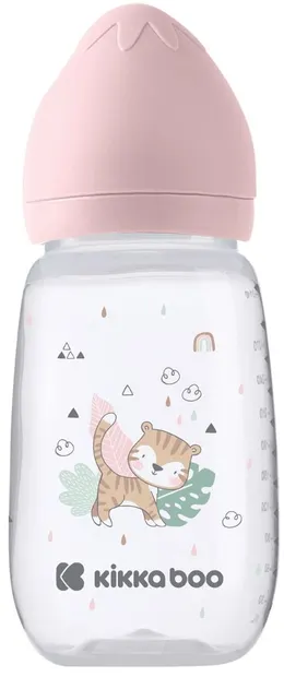 Biberon cu gât larg KikkaBoo Clouds - Savanna, 310 ml, Roz