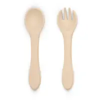 Petite&Mars Take&Match Silicone Cutlery tacâmuri Desert Sand 6 m+ 2 buc