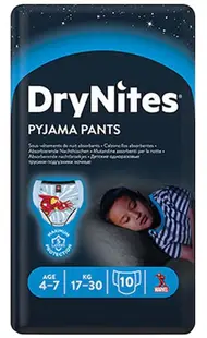 Scutece chilotei Huggies Drynites - Pentru băiat, 4-7 ani, 17-30 kg, 10 buc.
