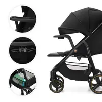 Carucior pentru copii Kinderkraft Trig 3 Onyx Black cu tava inclusa, suspensii, greutate admisa 22 kg