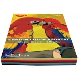 Carton A4 color asortat 10 culori 50 coli