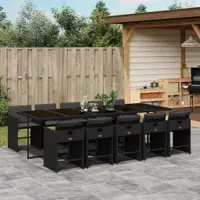 Gossi set mobilier de exterior cu perne, 11 piese, negru, poliratan