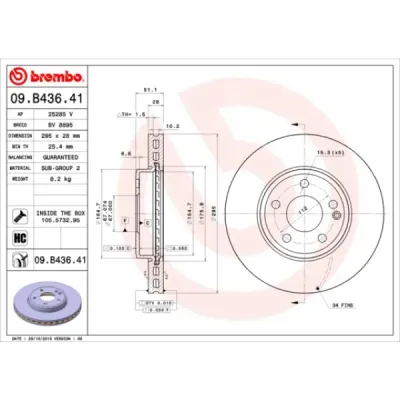 Disc frana BREMBO 09.B436.41