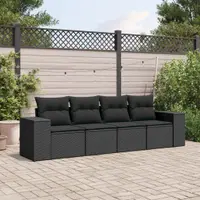 Gossi set mobilier de gradina cu perne, 4 piese, negru, poliratan
