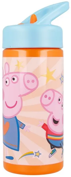 Sticlă cu pai Stor Playground - Peppa Pig, 410 ml