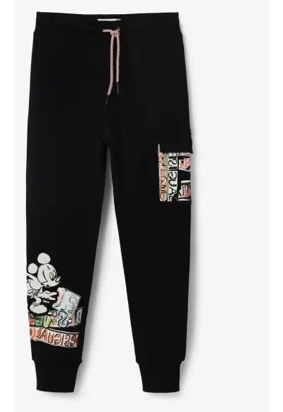 Pantaloni de trening cu imprimeu si talie medie