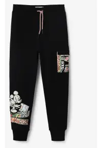 Pantaloni de trening cu imprimeu si talie medie -