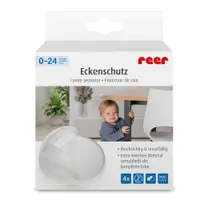Set 4 protectii universale pentru colturi, din plastic transparent, cu banda adeziva, rezistente la muscaturi, fara PVC, Reer 82049