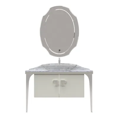 Set mobilier baie Pierre Cardin Venus 3 piese alb-argintiu 120 cm
